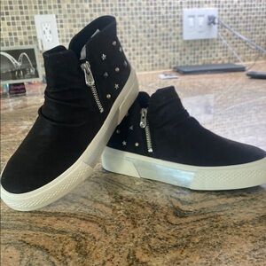 Black High-Top Sneakers with Silver Studs